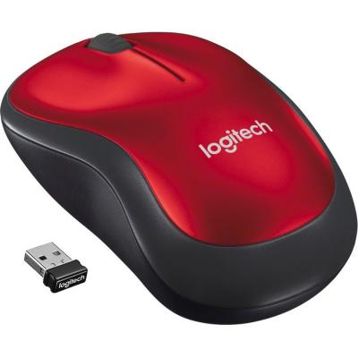 Logitech M185 Wireless Mouse, 2.4GHz with USB Mini Receiver, 12-Month Battery Life, 1000 DPI Optical Tracking, Ambidextrous, Compatible with PC, Mac, Laptop (Red) - 910-003635