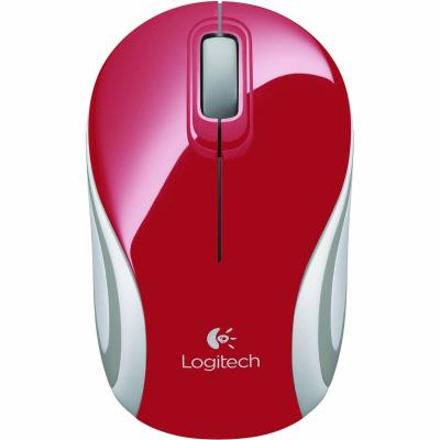 Logitech Wireless Mini Mouse M187 Ultra Portable, 2.4 GHz with USB Receiver, 1000 DPI Optical Tracking, 3-Buttons, PC / Mac / Laptop - Red - 910-002727