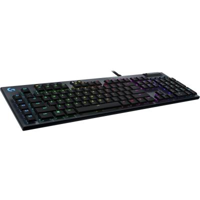 Logitech G815 LIGHTSYNC RGB Mechanical Gaming Keyboard with Low Profile GL Tactile key switch, 5 programmable G-keys,USB Passthrough, dedicated media control, black and white colorways - 920-008984