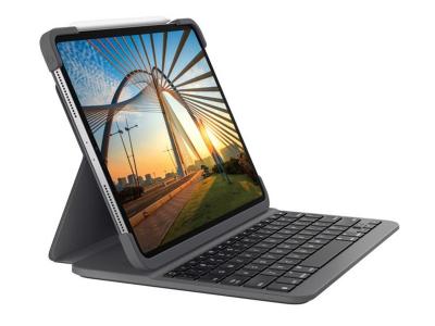 Logitech Slim Folio Pro Keyboard/Cover Case (Folio) for 11&quot; Apple iPad Pro, iPad Pro (2nd Generation) Tablet - Oxford Gray - 920-009682