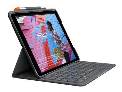 Logitech Slim Folio Keyboard/Cover Case (Folio) iPad (7th Generation), iPad (8th Generation), iPad (9th Generation) Tablet - Graphite - 920-009473