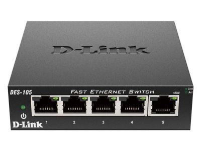 D-Link DES-105 5-Port 10/100 Unmanaged Metal Desktop Switch
